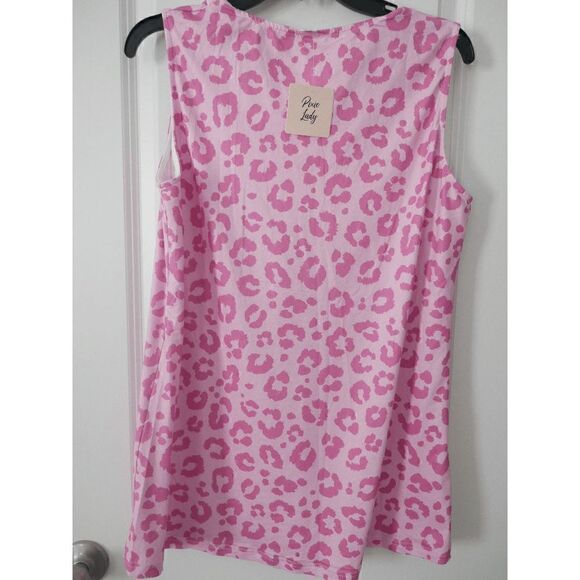 Pink Leopard Button-Front Tank Top L - Picture 3 of 7